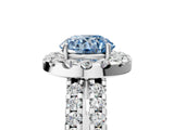 White gold Fancy Blue Round  Halo Diamond Split Shank Engagement Ring with Prong Setting_164
