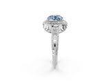 White gold Fancy Blue Round  Halo Diamond Split Shank Ring with Milgrain Detail_51