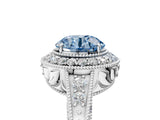 White gold Fancy Blue Round  Halo Diamond Split Shank Ring with Milgrain Detail_54