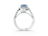 White gold Fancy Blue Round  Halo Milgrain Solitaire with Bezel Set Side Stones and Pave Band_35