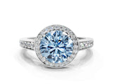 White gold Fancy Blue Round  Halo Pavé Diamond Engagement Ring with Bezel Setting_66