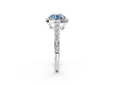 White gold Fancy Blue Round  Halo Pavé Diamond Engagement Ring with Bezel Setting_68