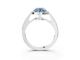 White gold Fancy Blue Round  Halo Pavé Diamond Engagement Ring with Bezel Setting_69