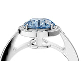 White gold Fancy Blue Round  Halo Pavé Diamond Engagement Ring with Bezel Setting_70