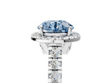 White gold Fancy Blue Round  Halo Pavé Diamond Engagement Ring with Four-Prong Setting_164