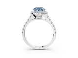 White gold Fancy Blue Round  Halo Pavé Diamond Engagement Ring with Four-Prong Setting_168