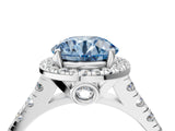 White gold Fancy Blue Round  Halo Pavé Diamond Engagement Ring with Four-Prong Setting_169