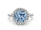 White gold Fancy Blue Round  Halo Pavé Diamond Engagement Ring with Four-Prong Setting_3