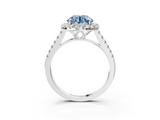 White gold Fancy Blue Round  Halo Pavé Diamond Engagement Ring with Four-Prong Setting_6