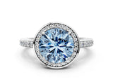 White gold Fancy Blue Round  Halo Pave Band Solitaire Ring with Prong Setting_65