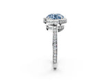 White gold Fancy Blue Round  Halo Pave Band Solitaire Ring with Prong Setting_67