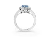 White gold Fancy Blue Round  Halo Pave Band Solitaire Ring with Prong Setting_68