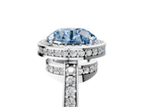 White gold Fancy Blue Round  Halo Pave Band Solitaire Ring with Prong Setting_70
