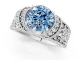 White gold Fancy Blue Round  Halo Pave Diamond Engagement Ring with Milgrain Detailing_50