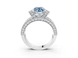 White gold Fancy Blue Round  Halo Pave Diamond Engagement Ring with Milgrain Detailing_53