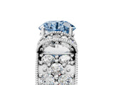 White gold Fancy Blue Round  Halo Pave Diamond Engagement Ring with Milgrain Detailing_53