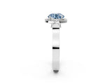 White gold Fancy Blue Round  Halo Pave Split Shank Prong Setting Ring_28