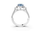 White gold Fancy Blue Round  Halo Pave Split Shank Prong Setting Ring_29