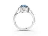 White gold Fancy Blue Round  Halo Round Diamond Milgrain Pave Engagement Ring_18