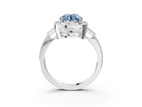 White gold Fancy Blue Round  Halo Round Diamond Milgrain Pave Engagement Ring_29
