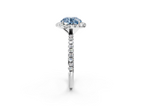 White gold Fancy Blue Round  Halo Round Diamond Pavé Band Four-Prong Ring_5