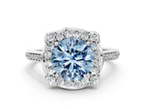 White gold Fancy Blue Round  Halo Round Diamond Pave Band with Four-Prong Setting_49