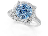 White gold Fancy Blue Round  Halo Round Diamond Pave Band with Four-Prong Setting_50