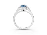 White gold Fancy Blue Round  Halo Round Diamond Pave Band with Four-Prong Setting_52