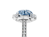White gold Fancy Blue Round  Halo Round Diamond Pave Band with Four-Prong Setting_54