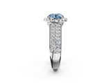 White gold Fancy Blue Round  Halo Round Diamond Pave Band with Prong Setting 3