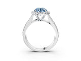 White gold Fancy Blue Round  Halo Round Diamond Pave Band with Prong Setting_27