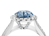 White gold Fancy Blue Round  Halo Round Diamond Pave Band with Prong Setting_28