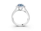 White gold Fancy Blue Round  Halo Round Diamond Pave Band with Prong Setting_33