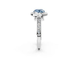 White gold Fancy Blue Round  Halo Solitaire Diamond Ring with Pave Band and Bezel Setting_52