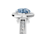 White gold Fancy Blue Round  Halo Solitaire Diamond Ring with Pave Band and Bezel Setting_54