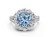 White gold Fancy Blue Round  Halo Split Shank Diamond Engagement Ring with Pave Band and Four-Prong Setting_53