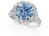 White gold Fancy Blue Round  Halo Split Shank Diamond Engagement Ring with Pave Band and Four-Prong Setting_54
