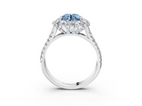 White gold Fancy Blue Round  Halo Split Shank Diamond Engagement Ring with Pave Band and Four-Prong Setting_56