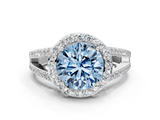 White gold Fancy Blue Round  Halo Split Shank Diamond Ring with Four-Prong Setting_32