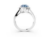 White gold Fancy Blue Round  Halo Split Shank Diamond Ring with Four-Prong Setting_35
