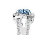 White gold Fancy Blue Round  Halo Split Shank Diamond Ring with Four-Prong Setting_37