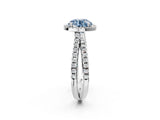 White gold Fancy Blue Round  Halo Split Shank Diamond Ring with Pavé Setting_28