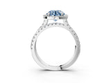 White gold Fancy Blue Round  Halo Split Shank Diamond Ring with Pavé Setting_29
