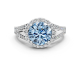 White gold Fancy Blue Round  Halo Split Shank Diamond Ring with Prong Setting_20