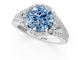 White gold Fancy Blue Round  Halo Split Shank Diamond Ring with Prong Setting_21