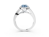 White gold Fancy Blue Round  Halo Split Shank Diamond Ring with Prong Setting_23