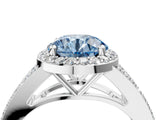 White gold Fancy Blue Round  Halo Split Shank Pave Diamond Ring with Four-Prong Setting_53