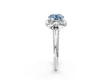White gold Fancy Blue Round  Halo Split Shank Pave Diamond Ring with Petal Prong Setting_34