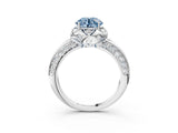 White gold Fancy Blue Round  Halo Split Shank Pave Diamond Ring with Petal Prong Setting_35