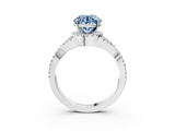 White gold Fancy Blue Round  Halo Twist Band Solitaire Prong Setting Ring_90